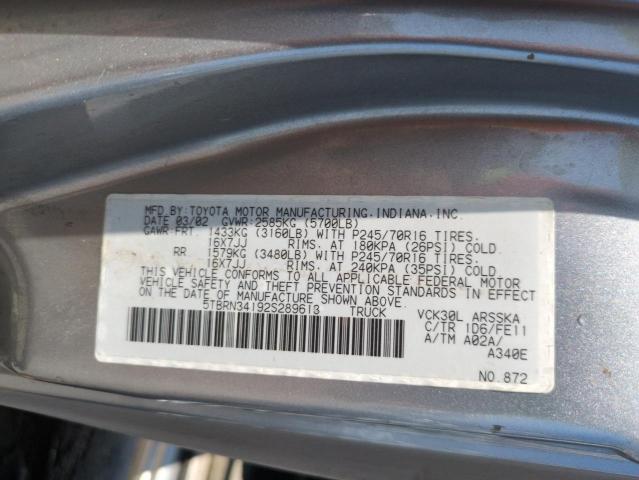 5TBRN34192S289613 - 2002 TOYOTA TUNDRA ACCESS CAB SR5 SILVER photo 12
