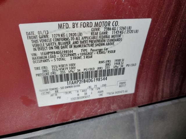 1FAHP2F84DG198544 - 2013 FORD TAURUS LIMITED BURGUNDY photo 13