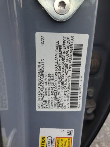 1HGCV1F35NA096734 - 2022 HONDA ACCORD SPORT ნაცრისფერი ფოტო 12