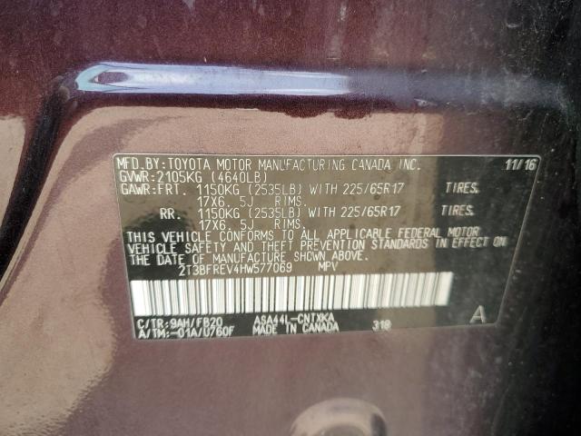 2T3BFREV4HW577069 - 2017 TOYOTA RAV4 LE أرجواني صورة 13