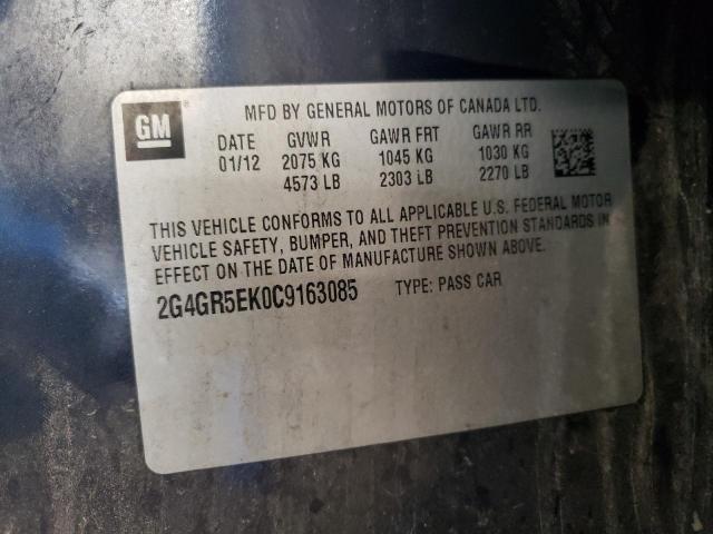 2G4GR5EK0C9163085 - 2012 BUICK REGAL 蓝色 照片 12