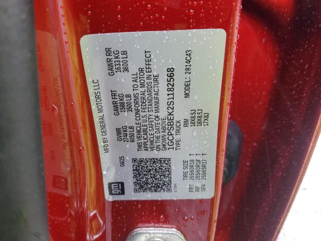 1GCPSBEK2S1182568 - 2025 CHEVROLET COLORADO 红色 照片 12