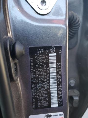 4T1B11HK9KU818853 - 2019 TOYOTA CAMRY L GRAY photo 12