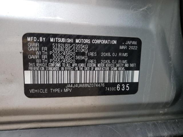 JA4J4UA88NZ074476 - 2022 MITSUBISHI OUTLANDER SE SILVER photo 13