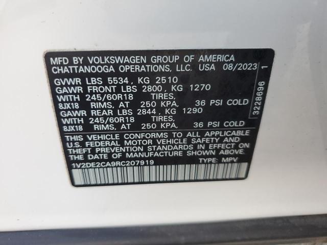 1V2DE2CA9RC207919 - 2024 VOLKSWAGEN ATLAS CROS SE Blanc photo 13
