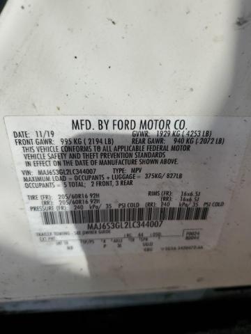 MAJ6S3GL2LC344007 - 2020 FORD ECOSPORT SE Blanc photo 13