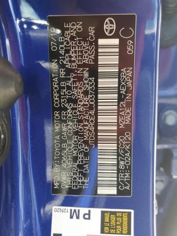 JTDS4RCE4LJ037334 - 2020 TOYOTA COROLLA SE 蓝色 照片 12