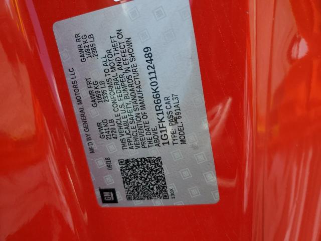 1G1FK1R66K0112489 - 2019 CHEVROLET CAMARO ZL1 红色 照片 13