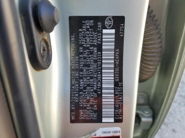 4T1BK36B47U182328 - 2007 TOYOTA AVALON XL GREEN photo 12