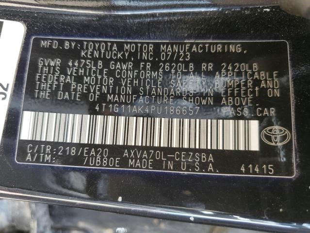 4T1G11AK4PU186657 - 2023 TOYOTA CAMRY SE NIGHT SHADE BLACK photo 12