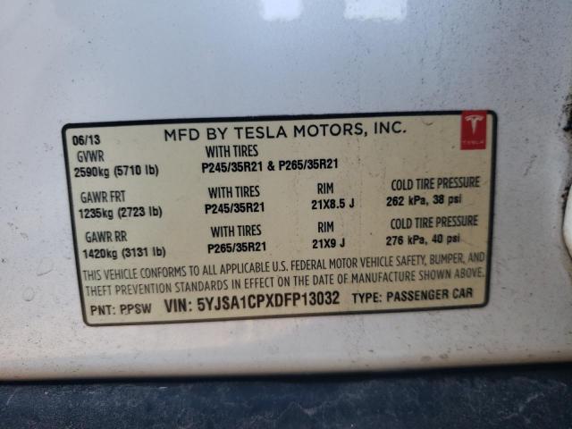 5YJSA1CPXDFP13032 - 2013 TESLA MODEL S 白色 照片 12