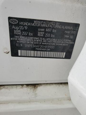 5NPE34AF2KH819900 - 2019 HYUNDAI SONATA LIMITED თეთრი ფოტო 12