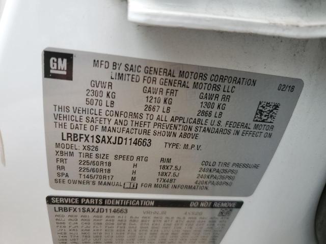 LRBFX1SAXJD114663 - 2018 BUICK ENVISION ESSENCE WHITE photo 13