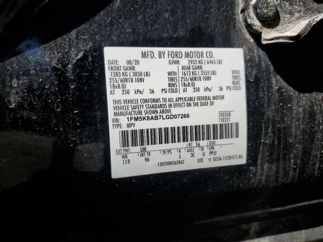 1FM5K8AB7LGD07266 - 2020 FORD EXPLORER POLICE INTERCEPTOR BLACK photo 13