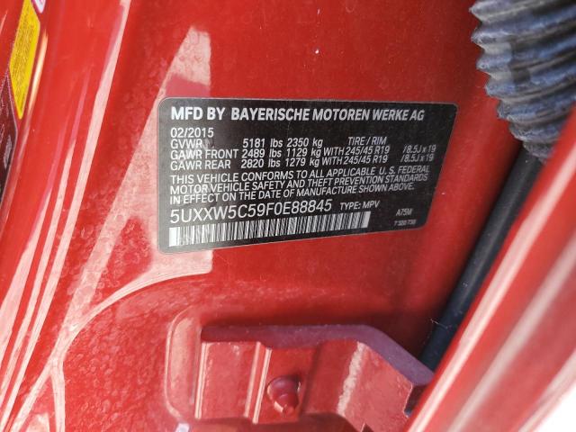 5UXXW5C59F0E88845 - 2015 BMW X4 XDRIVE35I RED photo 13