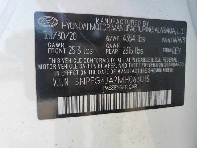 5NPEG4JA2MH063013 - 2021 HYUNDAI SONATA SE WHITE photo 13