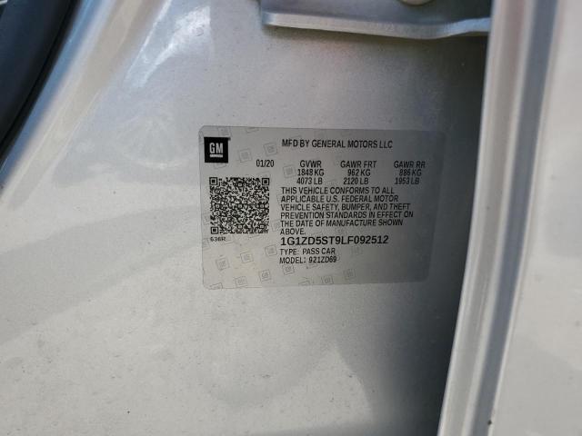 1G1ZD5ST9LF092512 - 2020 CHEVROLET MALIBU LT SILVER photo 12