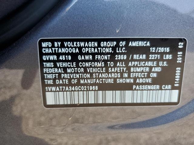 1VWAT7A34GC021968 - 2016 VOLKSWAGEN PASSAT S ნაცრისფერი ფოტო 13