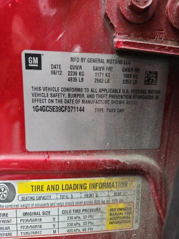 1G4GC5E39CF371144 - 2012 BUICK LACROSSE Bordeaux Foto 12