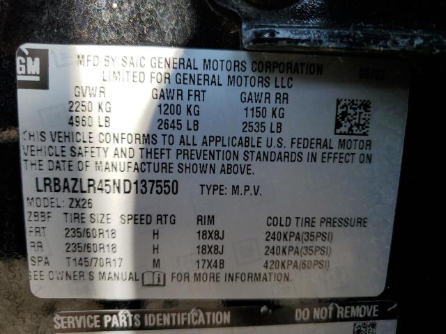 LRBAZLR45ND137550 - 2022 BUICK ENVISION PREFERRED BLACK photo 13