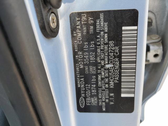 KMHCU5AE7CU047298 - 2012 HYUNDAI ACCENT GLS BLUE photo 12