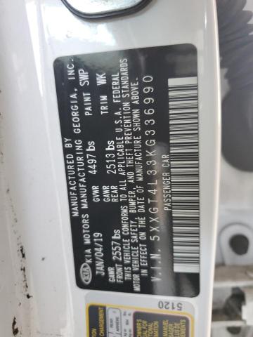 5XXGT4L33KG336990 - 2019 KIA OPTIMA LX WHITE photo 12