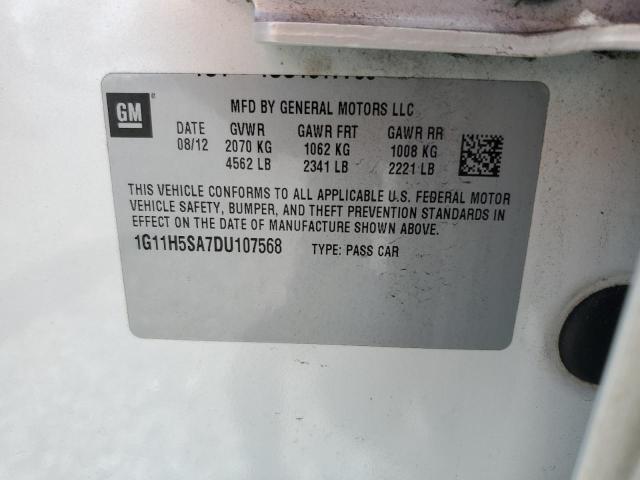 1G11H5SA7DU107568 - 2013 CHEVROLET MALIBU LTZ თეთრი ფოტო 12