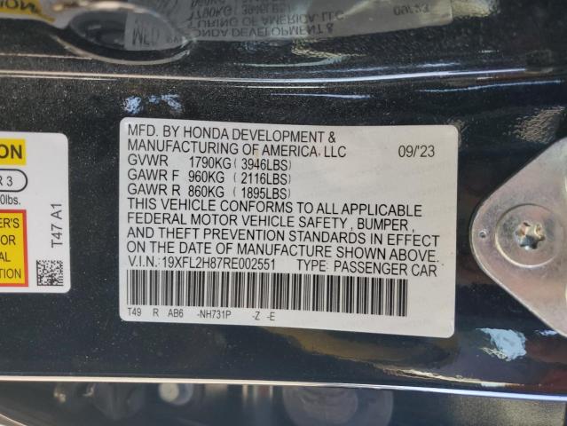 19XFL2H87RE002551 - 2024 HONDA CIVIC SPORT 黑色 照片 12