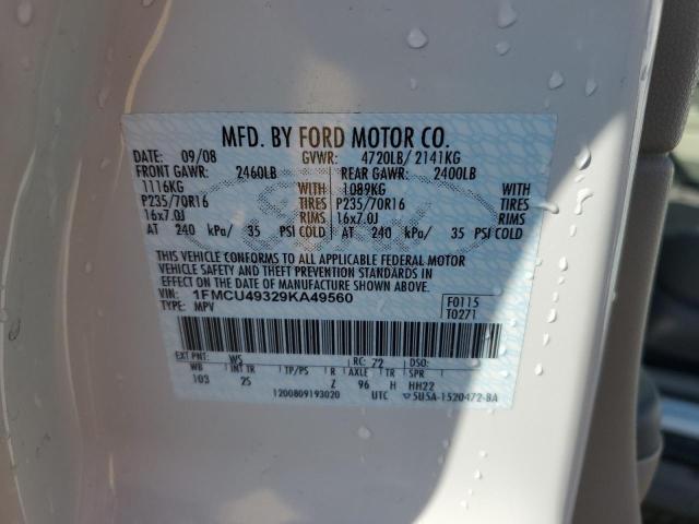 1FMCU49329KA49560 - 2009 FORD ESCAPE HYBRID WHITE photo 13