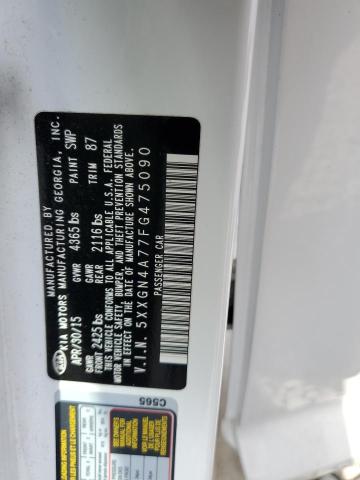 5XXGN4A77FG475090 - 2015 KIA OPTIMA EX WHITE photo 12