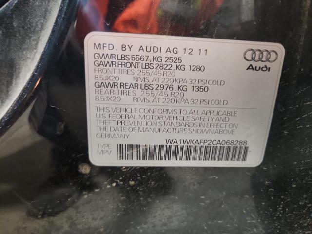 WA1WKAFP2CA068288 - 2012 AUDI Q5 PRESTIGE BLACK photo 13