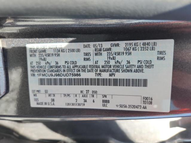 1FMCU9J98DUD75986 - 2013 FORD ESCAPE TITANIUM GRAY photo 13