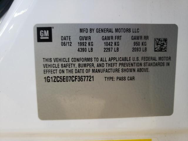 1G1ZC5E07CF367721 - 2012 CHEVROLET MALIBU 1LT Blanc photo 12