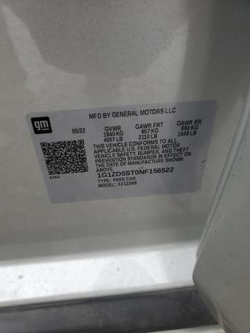 1G1ZD5ST0NF156522 - 2022 CHEVROLET MALIBU LT 银色 照片 12