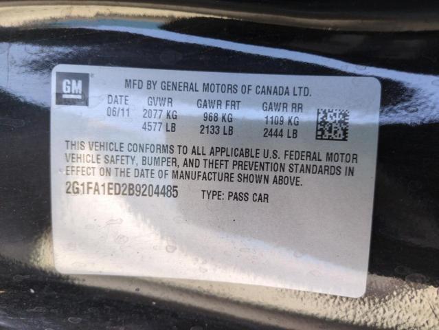 2G1FA1ED2B9204485 - 2011 CHEVROLET CAMARO LS 黑色 照片 12