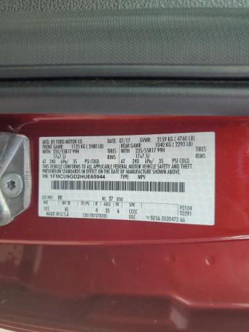 1FMCU9GD2HUE65944 - 2017 FORD ESCAPE SE MAROON photo 13