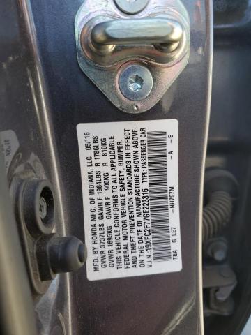 19XFC2F77GE223316 - 2016 HONDA CIVIC EX GRAY photo 12