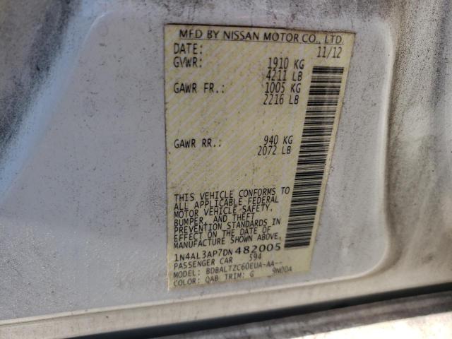 1N4AL3AP7DN482005 - 2013 NISSAN ALTIMA 2.5 WHITE photo 12