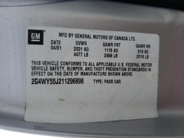 2G4WY55J211296898 - 2001 BUICK CENTURY LIMITED SILVER photo 12