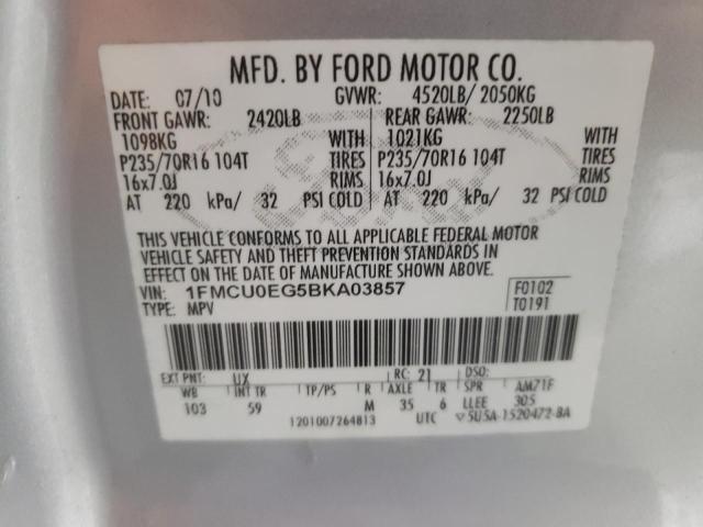 1FMCU0EG5BKA03857 - 2011 FORD ESCAPE LIMITED SILVER photo 13