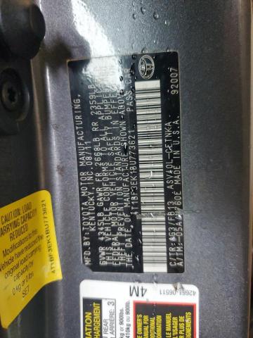 4T1BF3EK1BU773621 - 2011 TOYOTA CAMRY BASE GRAY photo 12