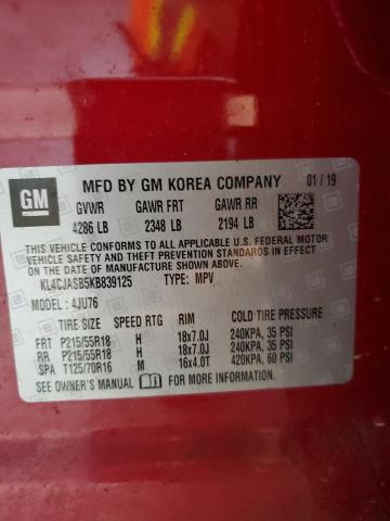 KL4CJASB5KB839125 - 2019 BUICK ENCORE PREFERRED Czerwony zdjęcie 12