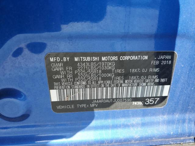JA4AR3AU1JU007590 - 2018 MITSUBISHI OUTLANDER ES BLUE photo 13