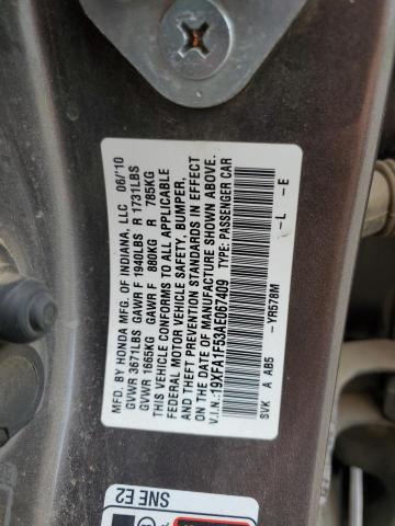 19XFA1F53AE067409 - 2010 HONDA CIVIC LX GRAY photo 12