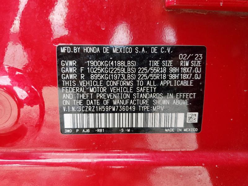 3CZRZ1H59PM736049 - 2023 HONDA HR-V SPORT RED photo 13