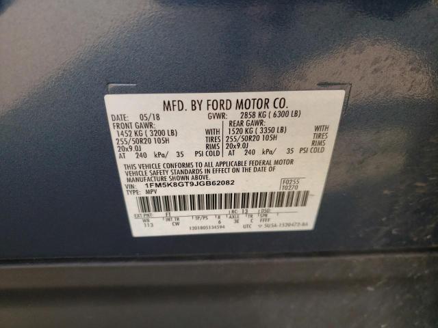 1FM5K8GT9JGB62082 - 2018 FORD EXPLORER SPORT BLUE photo 13