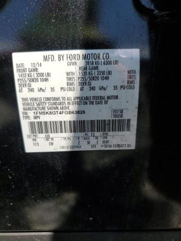 1FM5K8GT4FGB63826 - 2015 FORD EXPLORER SPORT 黑色 照片 12