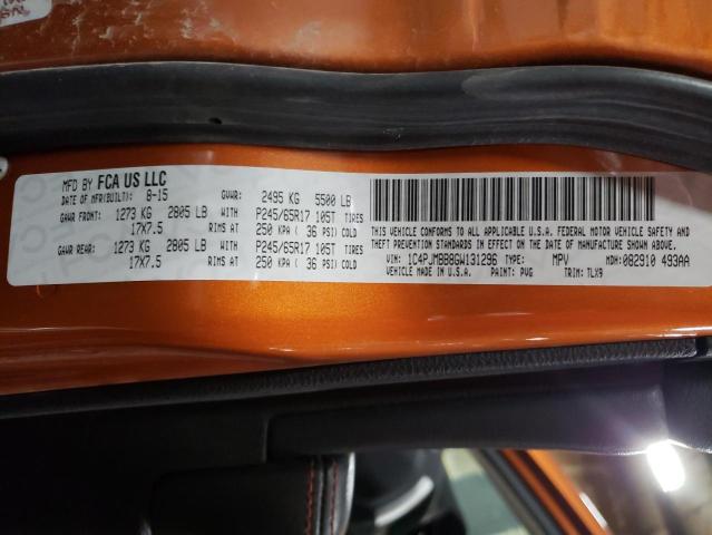 1C4PJMBB8GW131296 - 2016 JEEP CHEROKEE TRAILHAWK 橙色 照片 13