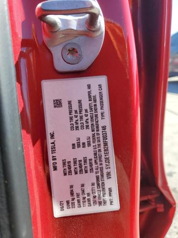 5YJ3E1EB2MF003746 - 2021 TESLA MODEL 3 Rot Foto 12