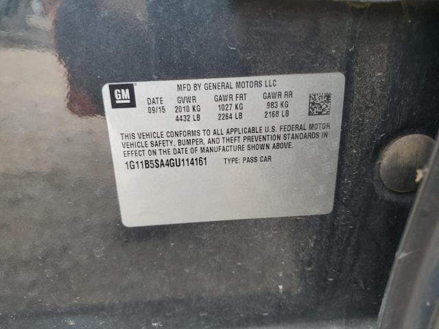 1G11B5SA4GU114161 - 2016 CHEVROLET MALIBU LIM LS შავი ფოტო 12